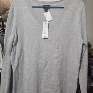 Gray V-Neck Sweater